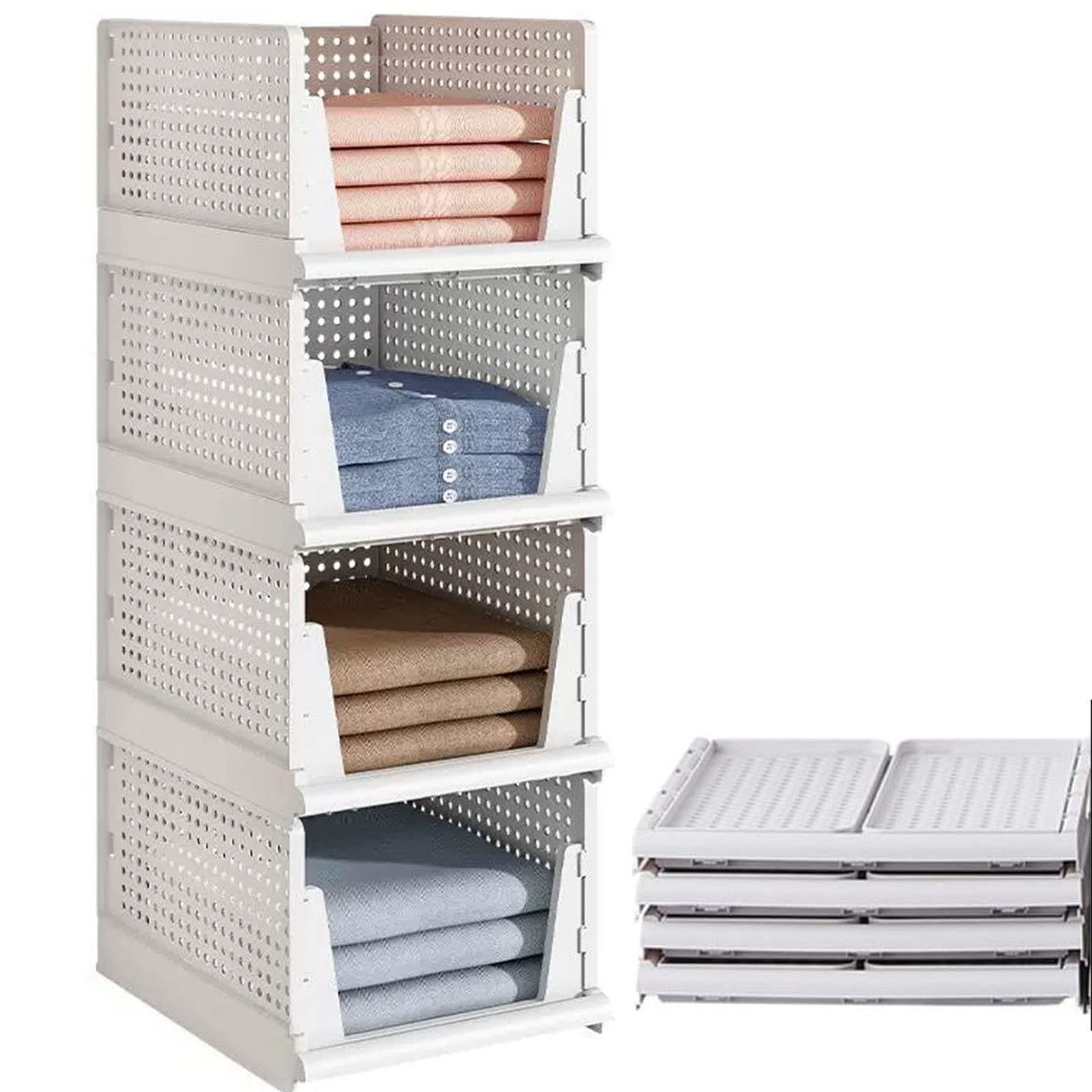 SURFOU Schubladenbox 4er Set Stapelbare Kleiderschrank Organizer, (Faltbare günstig online kaufen