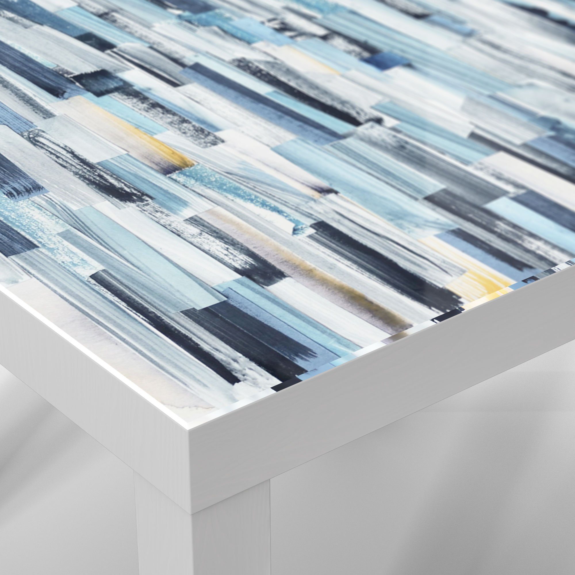 Streifendesign', Glastisch Beistelltisch modern Couchtisch DEQORI Glas Weiß 'Vertikales