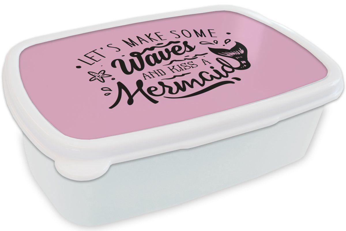 MuchoWow Lunchbox Meerjungfrauenschwanz - Brotbox für Jungs Sprüche Erwachsene, für Mädchen weiß - und Kunststoff, (2-tlg), und Brotdose, Kinder Rosa