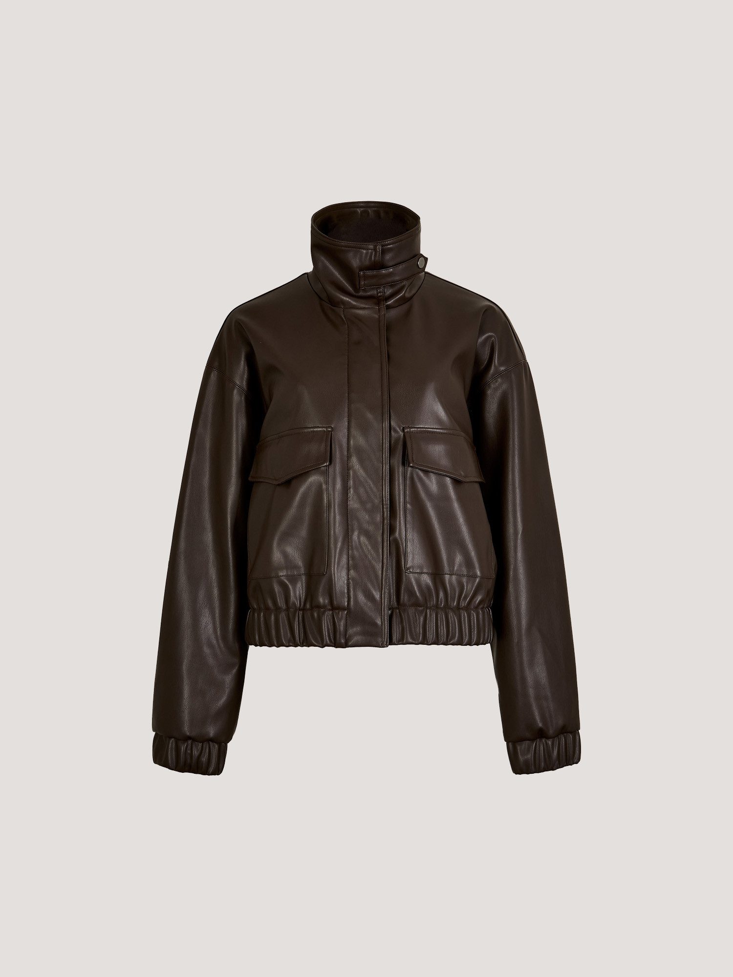 Apricot Bomberjacke Kunstlederjacke mit ausgesetzten Taschen