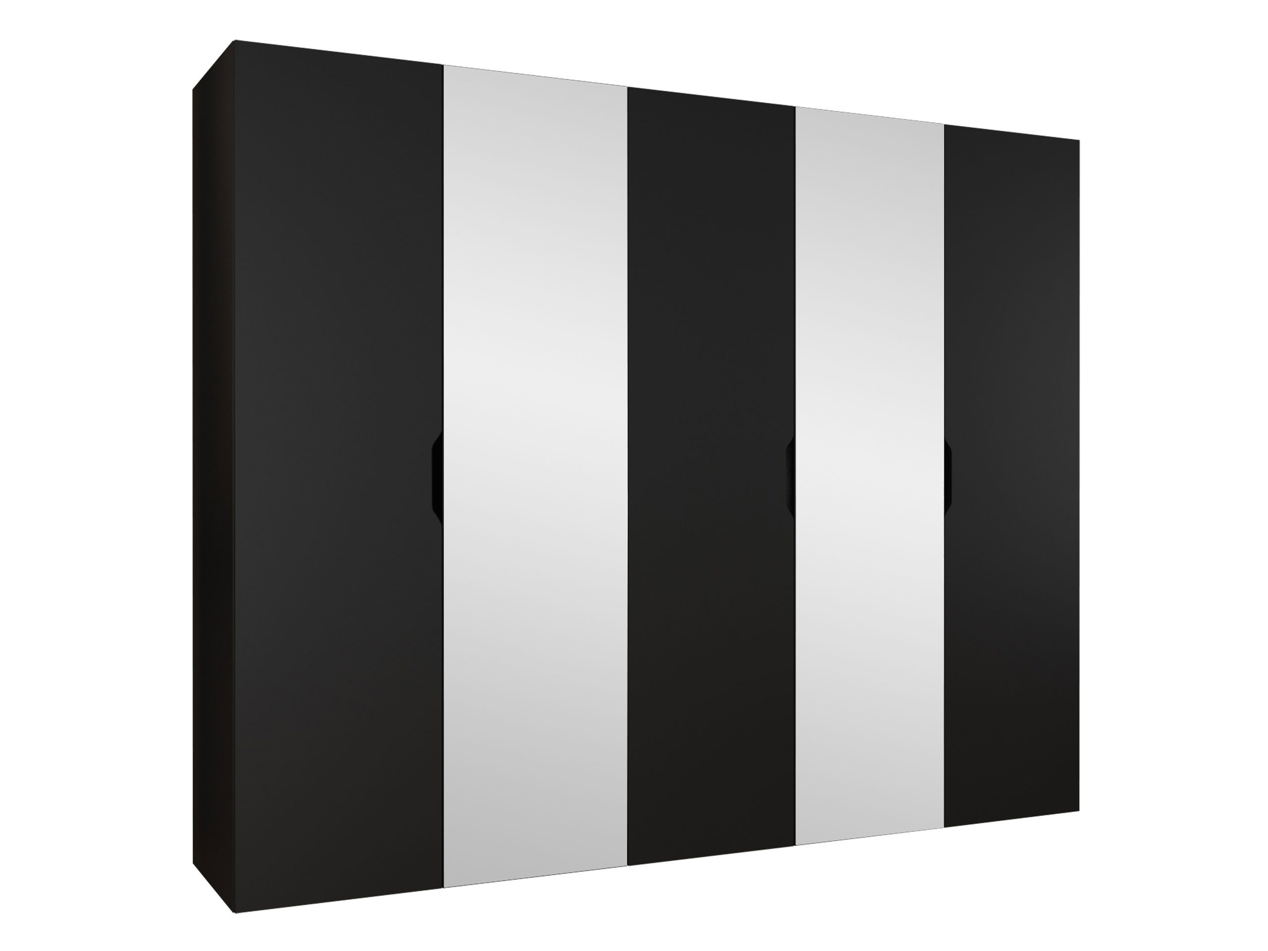 MIRJAN24 Kleiderschrank Malaga 250 mit Frontspiegel (mit fünf Drehtüren) gedämpftem Schließsystem, 250x52x202 cm