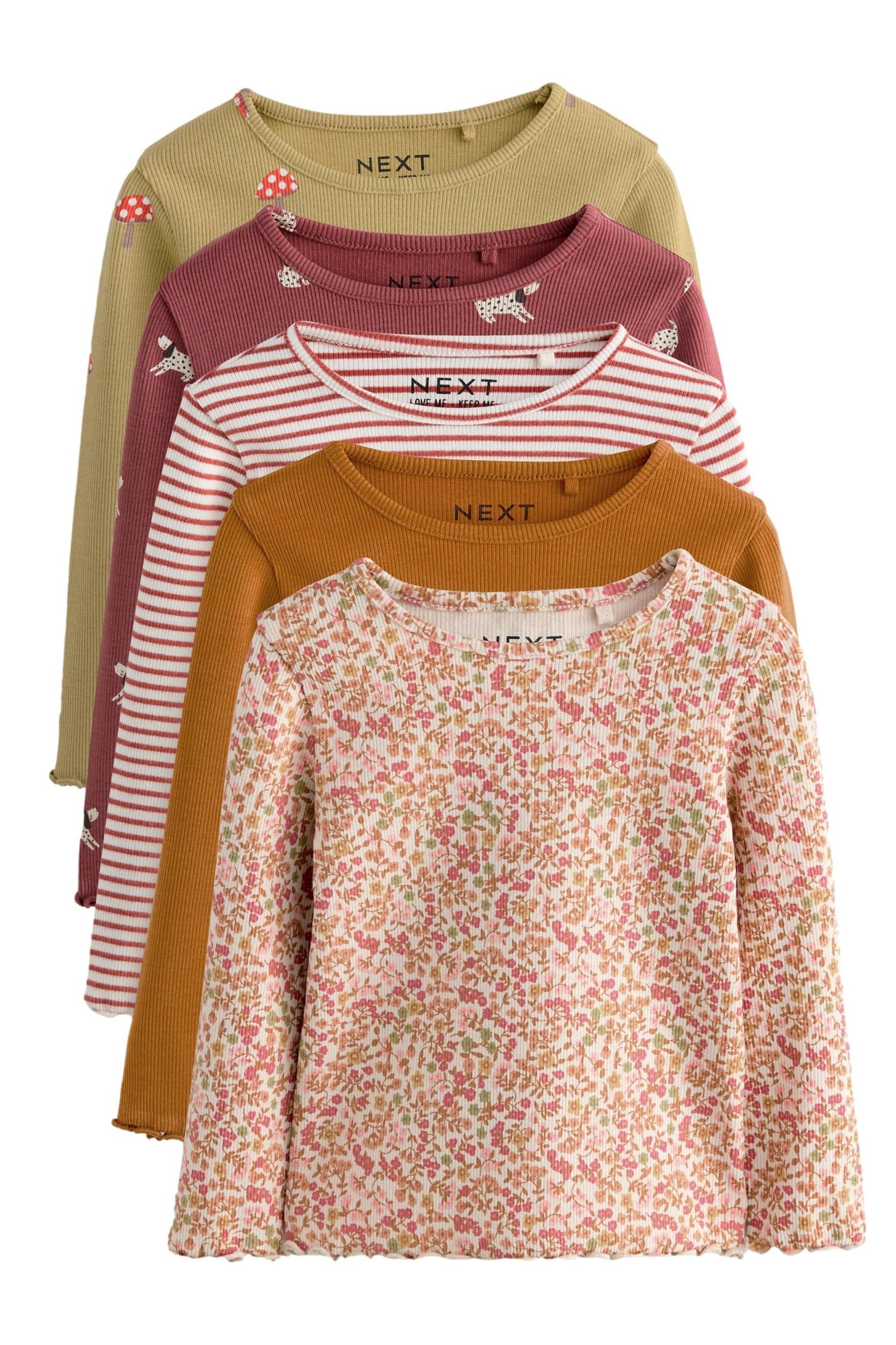 Next Langarmshirt Gerippte Langarmoberteile im 5er-Pack günstig online kaufen