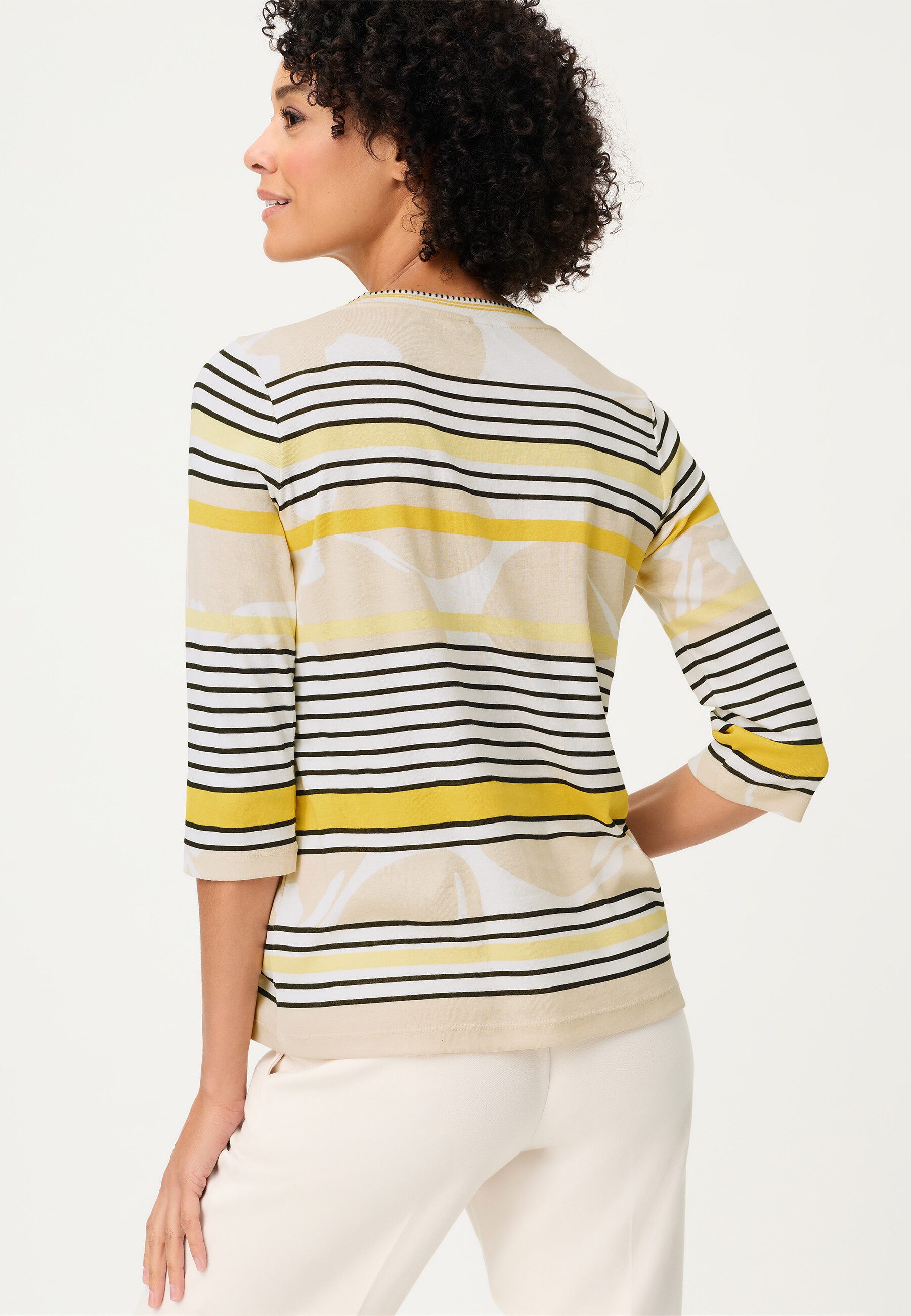 Olsen T-Shirt Shirt mit dekorativen Streifen und Print