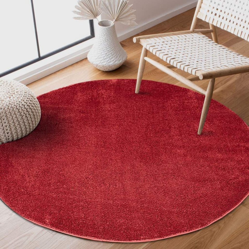 Teppich Softshine 2236, Carpet City, rund, Höhe: 14 mm, besonders weich,  Uni Farben, ideal für Wohnzimmer & Schlafzimmer