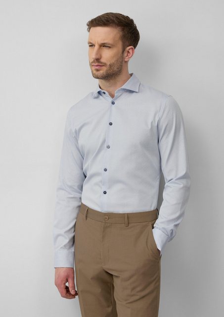 s.Oliver BLACK LABEL Langarmhemd Tailored Fit: Fein gemustertes Langarmhemd günstig online kaufen