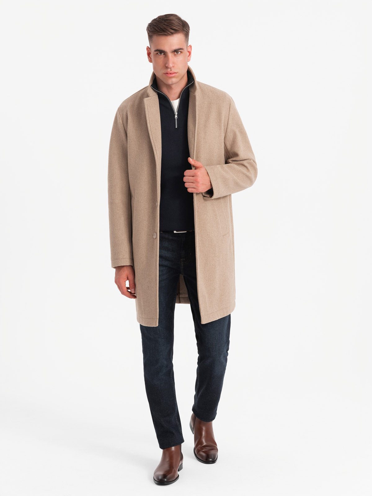 OMBRE Wintermantel Einreihiger Herrenmantel ohne Futter günstig online kaufen
