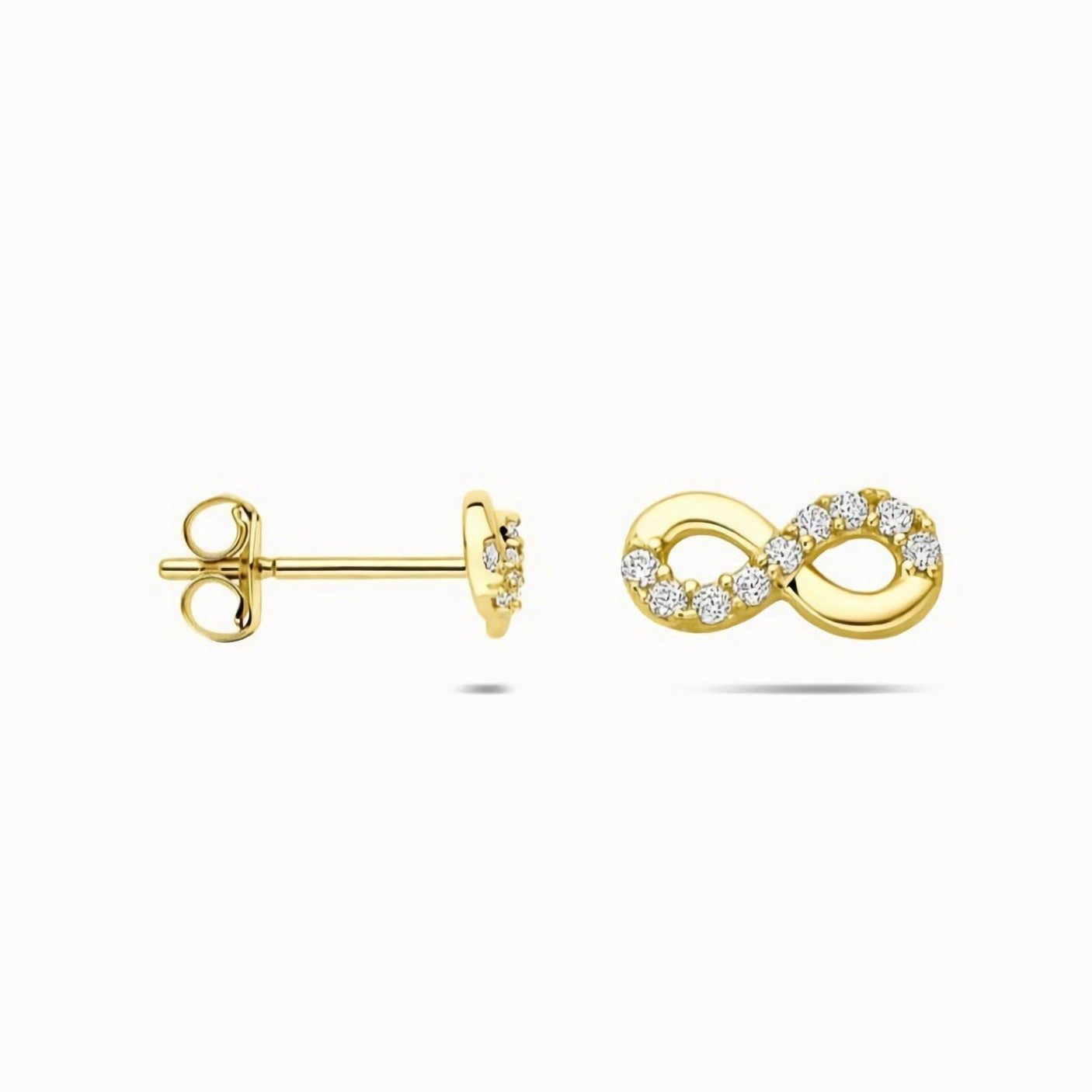 NICEANDnoble Paar Ohrstecker 375er Gelbgold Ohrstecker Infinity mit Zirkonia