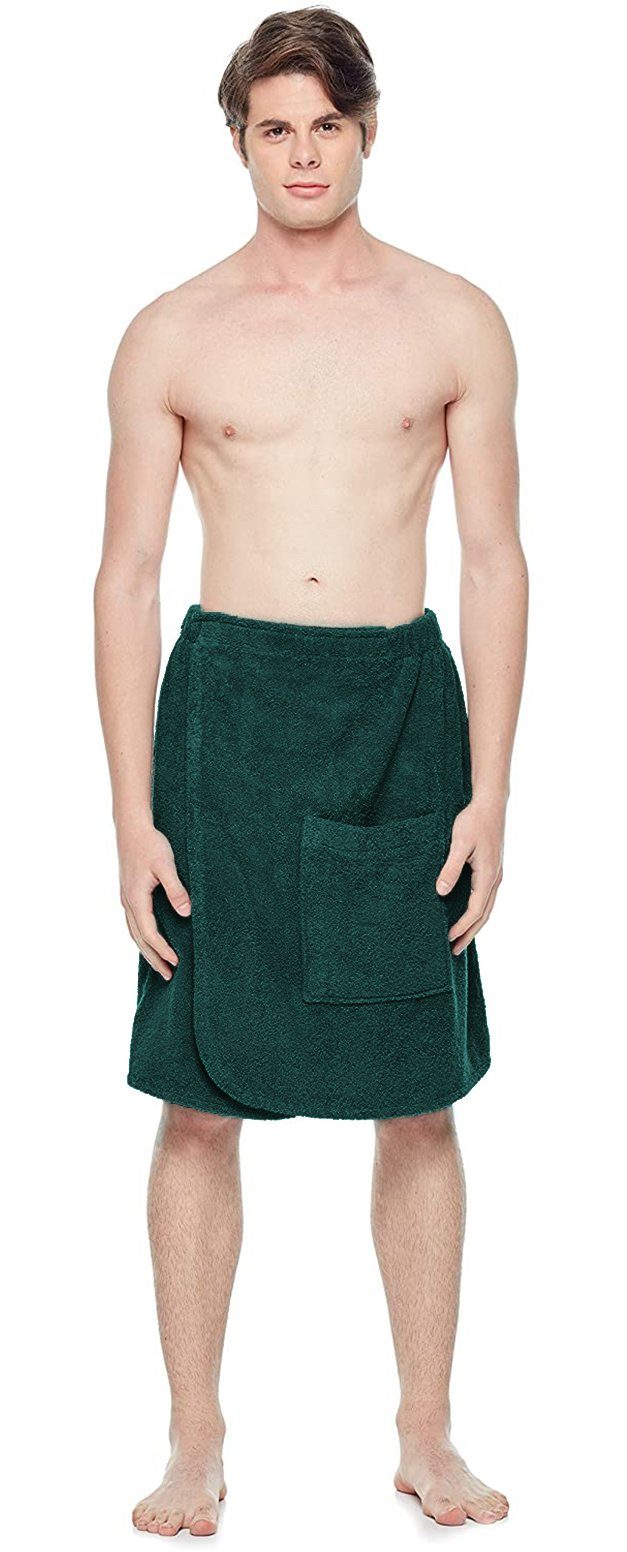 BIO-Baumwolle Bio-Baumwolle, Klettverschluss, Grün Arus Dunkel Gummizug Kilt knielang, 100% 100% mit Saunakilt, und