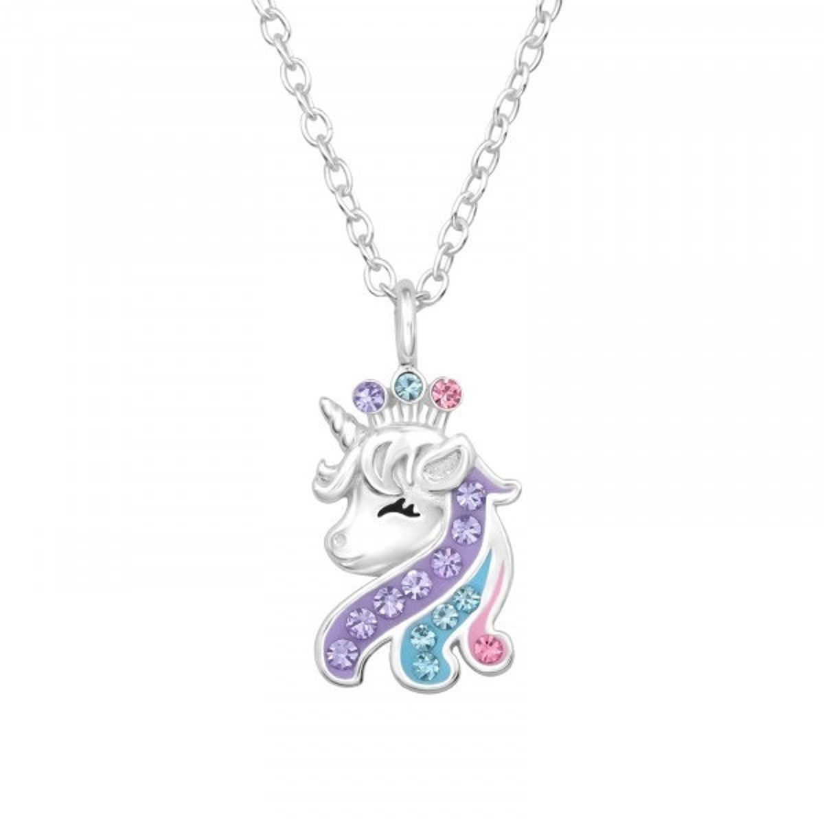 ALEXANDER YORK Kette mit Anhänger EINHORN mit Kristall, 2-tlg., 925 Sterling Silber