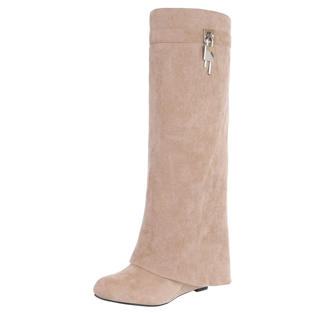 Ital-Design Elegante Überknie-Stiefel mit Komfort und modernem Design Keils günstig online kaufen