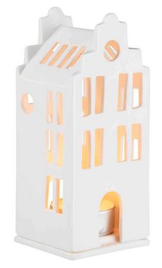 Räder Design Teelichthalter Mini Lichthaus Stadthaus Porzellan weiß H10,5cm