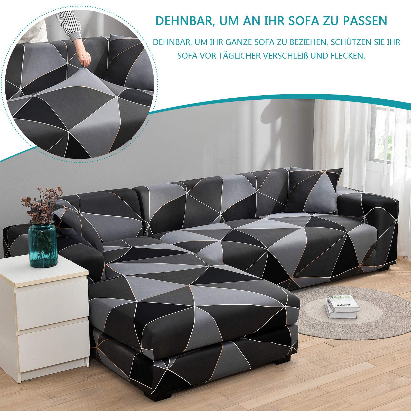 Coonoor Sofabezug Stretch Sofa Überzug Universal Couchbezug Für 2/3 Sitzer – Bild 5 von 5