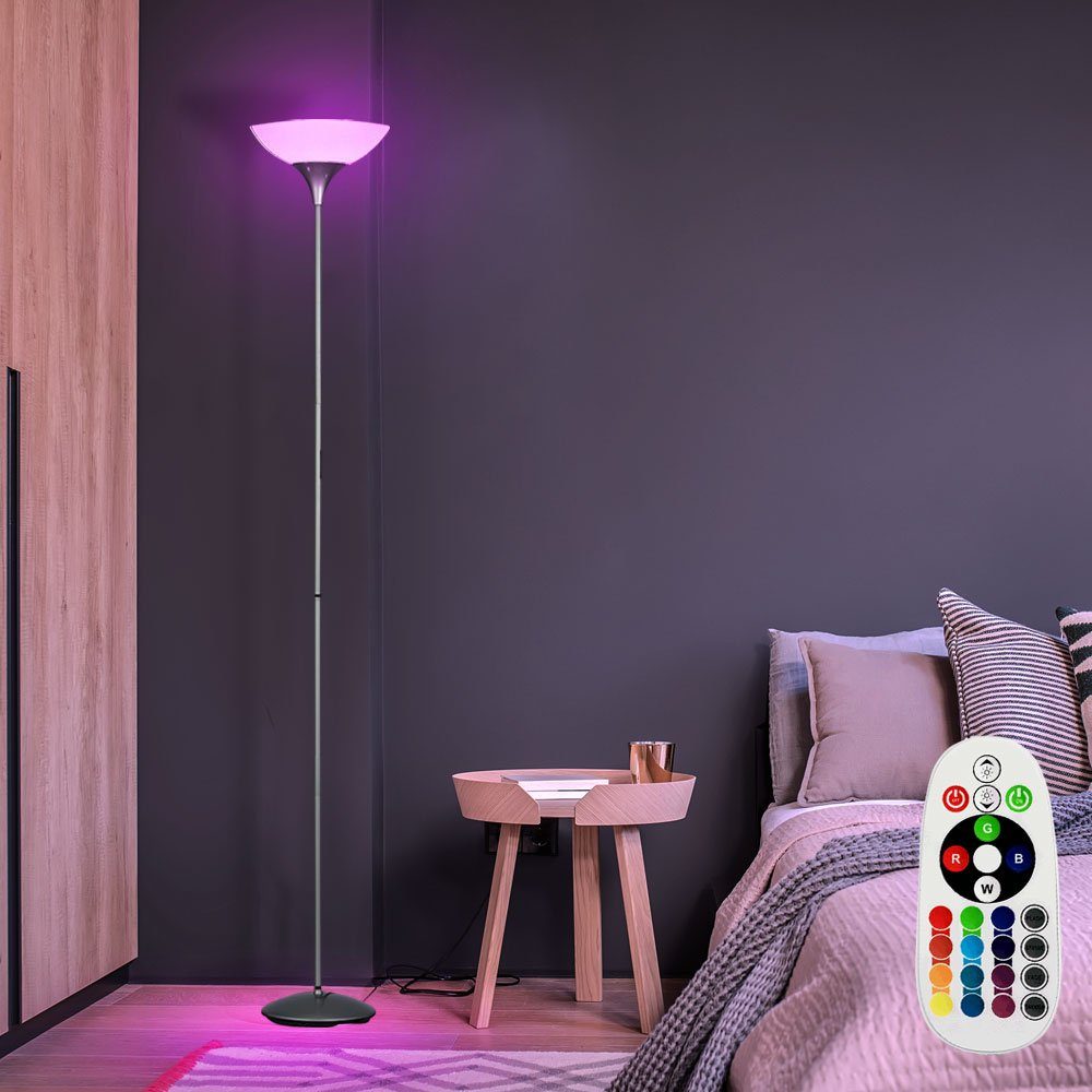 etc-shop Deckenfluter, RGB LED Decken-Fluter Steh Stand Lampe Leuchte  Beleuchtung Titan-Farbig Wohn Schlaf Büro Zimmer Licht inkl. Fernbedienung  Farbwechsler