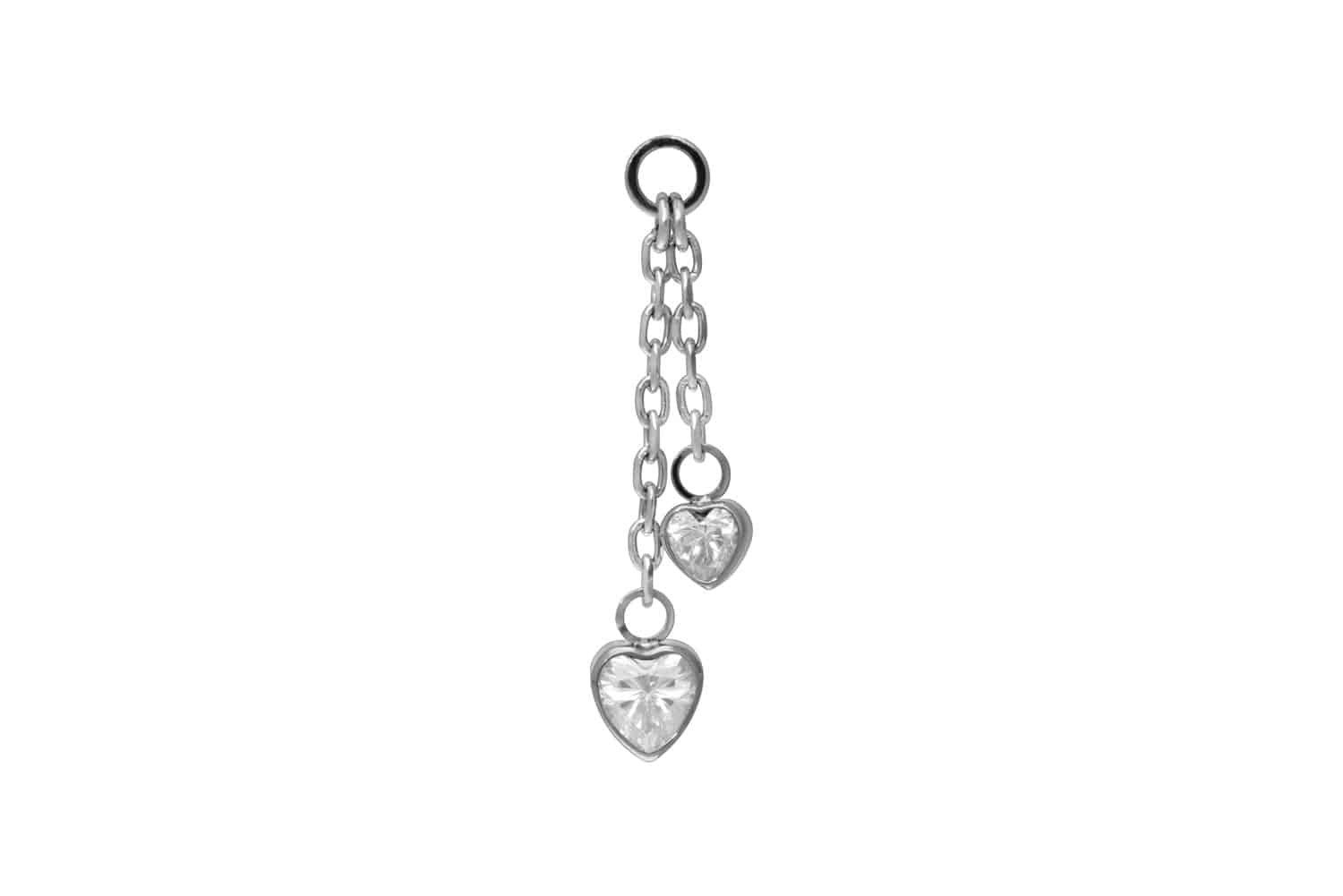 Piercing-Set Titan Anhänger für Clicker 2 KRISTALLHERZEN