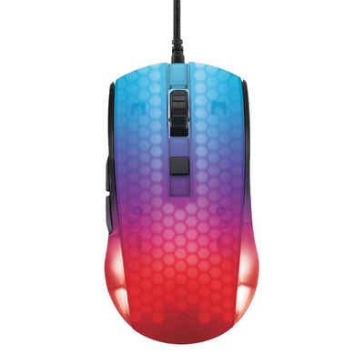 DELTACO GAM-144 ultraleichte transparente RGB Maus Kabel Gaming Maus (große Leuchtfläche, kabelgebunden, schnelle Reationszeit)