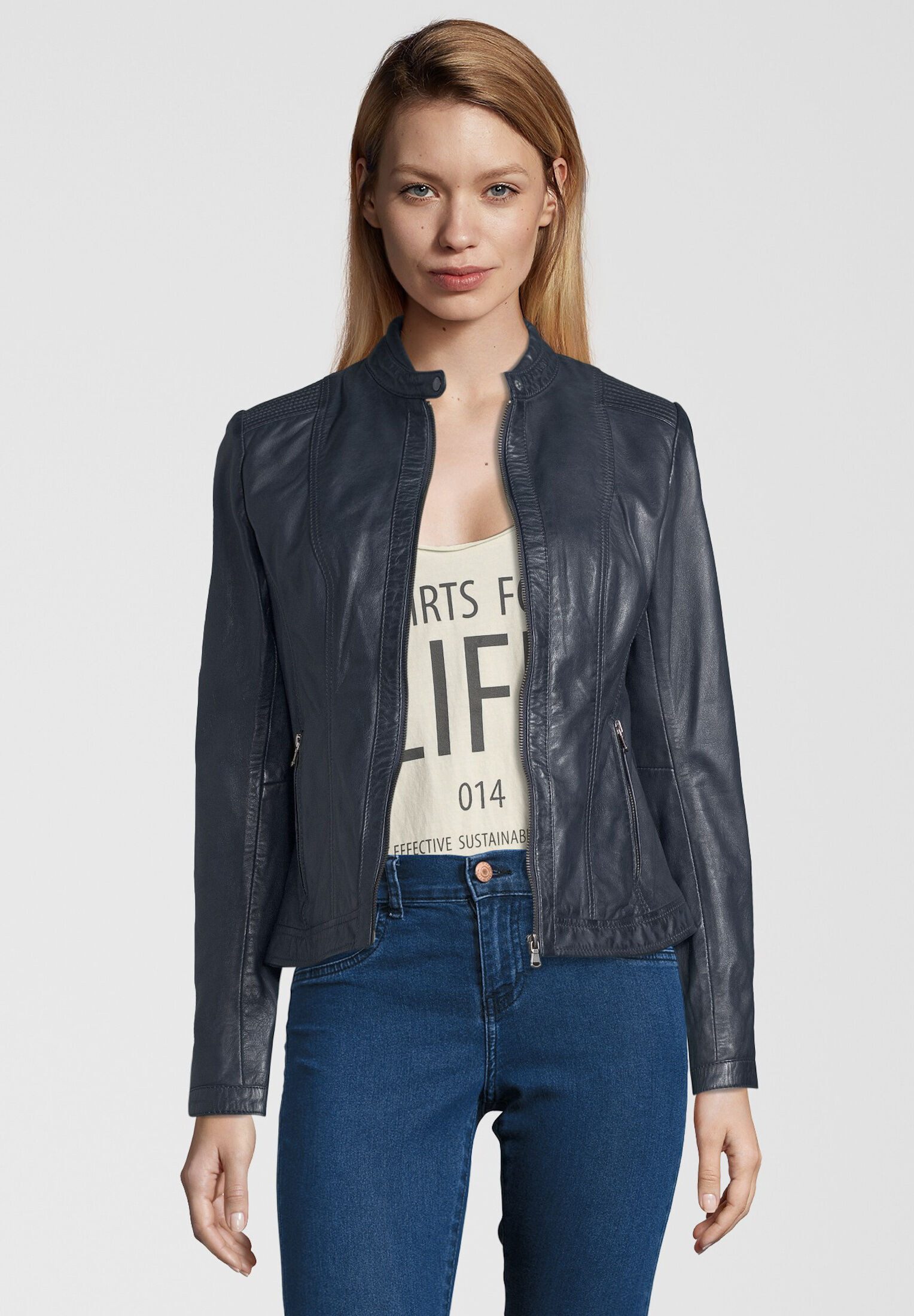 7eleven Lederjacke URSULA (1-St) mit Stehkragen günstig online kaufen
