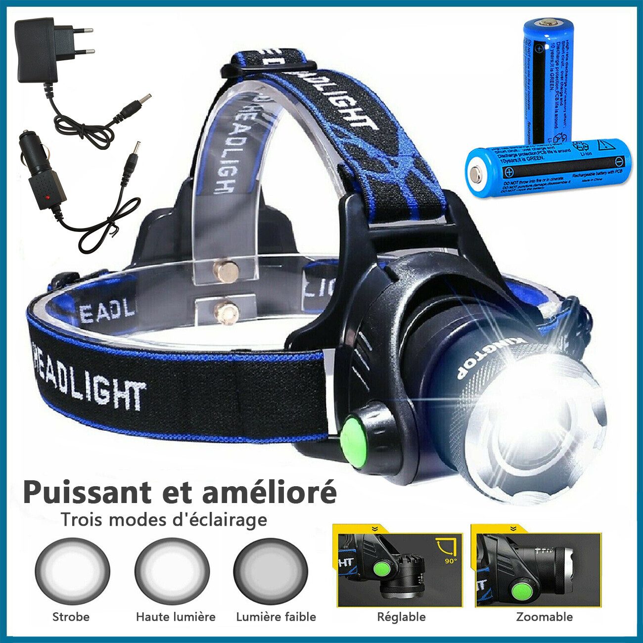 wohnTRAUM24 LED Stirnlampe LED Stirnlampe Zoom 3 Lichtmodi für Camping, Wandern & Notfälle, LED Stirnlampe Kopflampe 3 Modis für Outdoor-Aktivitäten