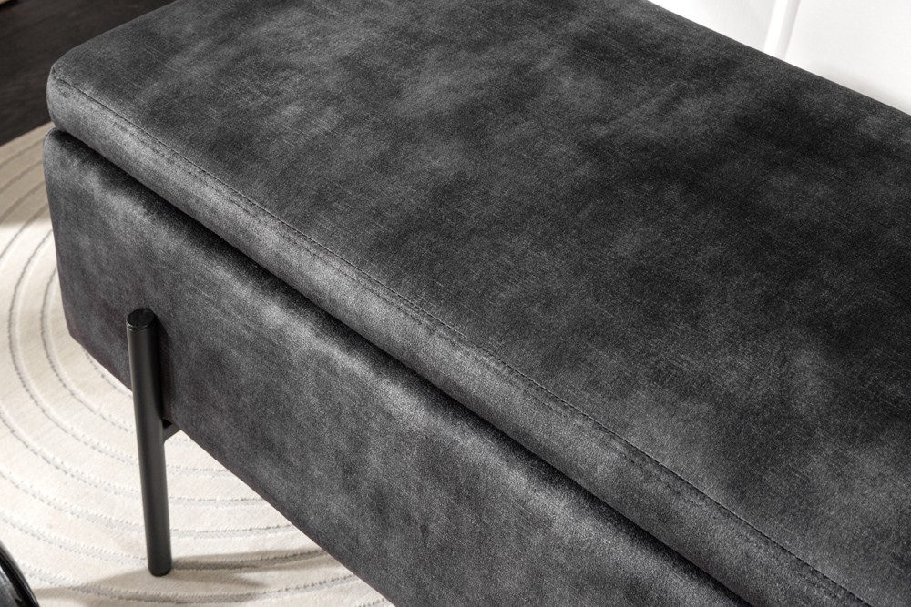 riess-ambiente Sitzbank LOFT 100cm grau/schwarz - Samt, Metallgestell, mit Stauraum (Einzelartikel, 1-St), Truhe mit Polsterung – ideal für Flur, Ankleide oder  – Bild 4 von 5