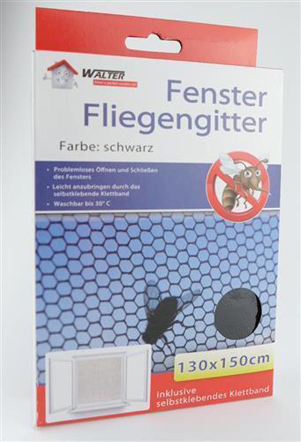 Walter - Wenn´s perfekt werden soll Insektenschutz-Fensterrahmen Fliegengitter 130 x 150 SCHWARZ Fensterfliegengitter, (Stück, 1-St., Fliegengittergewebe), Insektenschutz Fliegennetz Mückennetz Mückenschutz