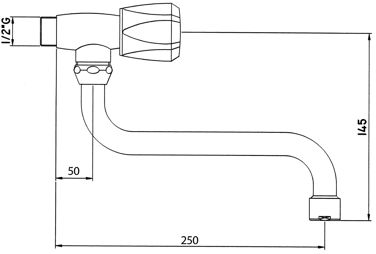 Aufputz, (Standventil Kaltwasserhahn) Küche, aquaSu Standard Standventil Hochdruck, Plus 769174 Drehgriff, Chrom, Wandmontage