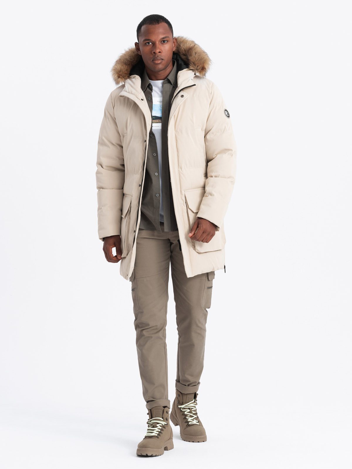 OMBRE Parka Lange Herren-Parka-Jacke mit Reißverschluss günstig online kaufen