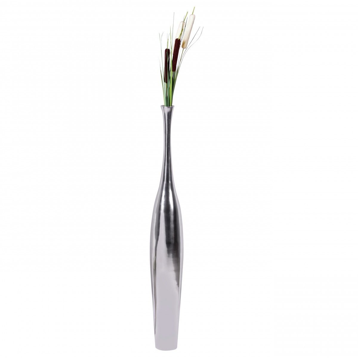 tinkaro Dekovase Flasche L in Silber Blumenvase handgefertigt Aluminium Dekovase (1 St)