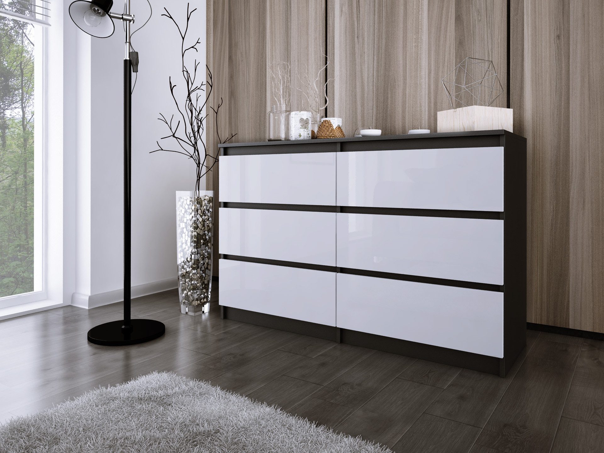 Faizee Möbel Schubkastenkommode Kommode ZOE 6 Schubladen - Modernes Design für Ihre Wohnräume