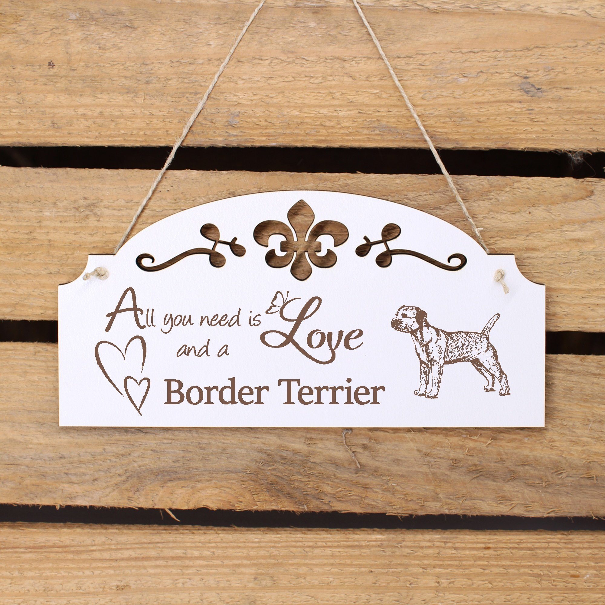 All Terrier Dekolando Border you is need Hängedekoration Love Deko 20x10cm