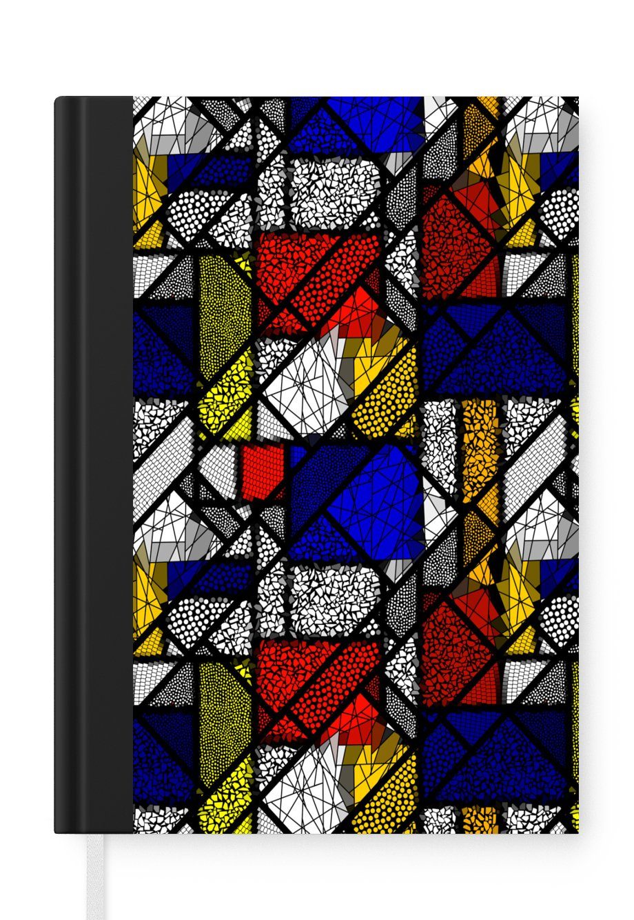 Merkzettel, Notizbuch Journal, Malerei, Notizheft, Mondrian A5, Alte Meister Haushaltsbuch 98 - - - Kunstwerk Abstrakt MuchoWow Glasmalerei - Seiten, Tagebuch, -