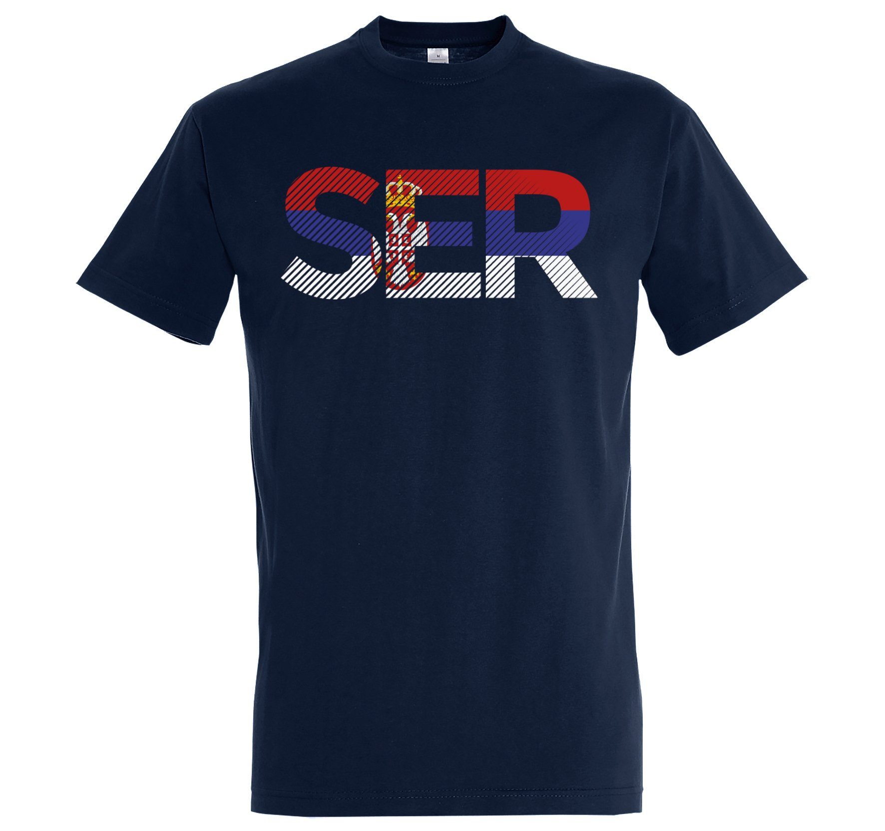 Youth Designz T-Shirt Serbien Herren T-Shirt im Fußball Look mit SER Frontprint Navy