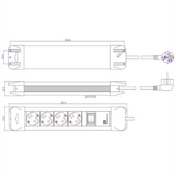Bachmann CONNECTUS Steckdosenleiste 4x Schutzkontakt, Kunststoff, mit Schalter Steckdosenleiste (Kabellänge 2 m)