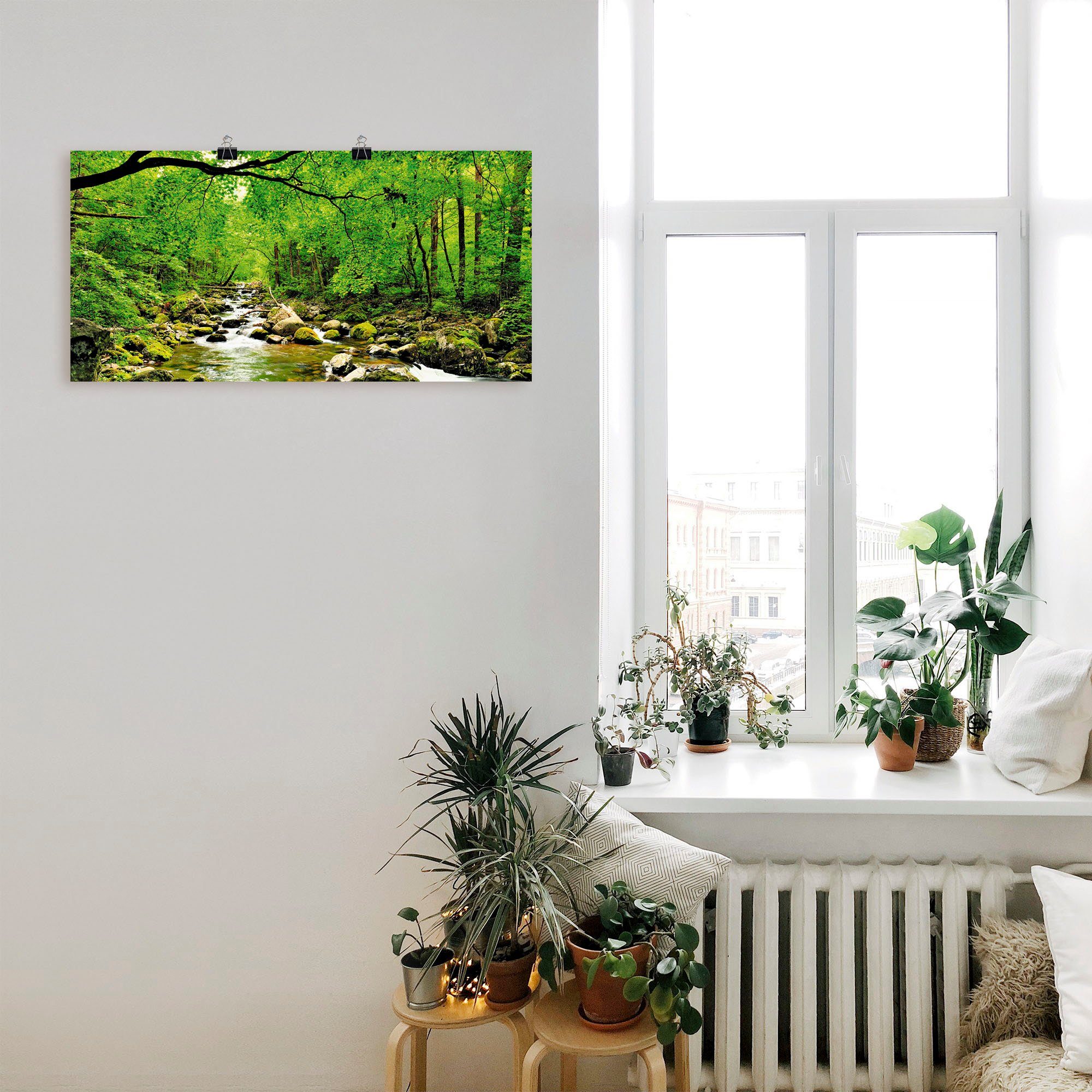 Artland Wandbild Herbstwald Fluss Smolny, Wald (1 St), als Leinwandbild, Poster in verschied. Größen