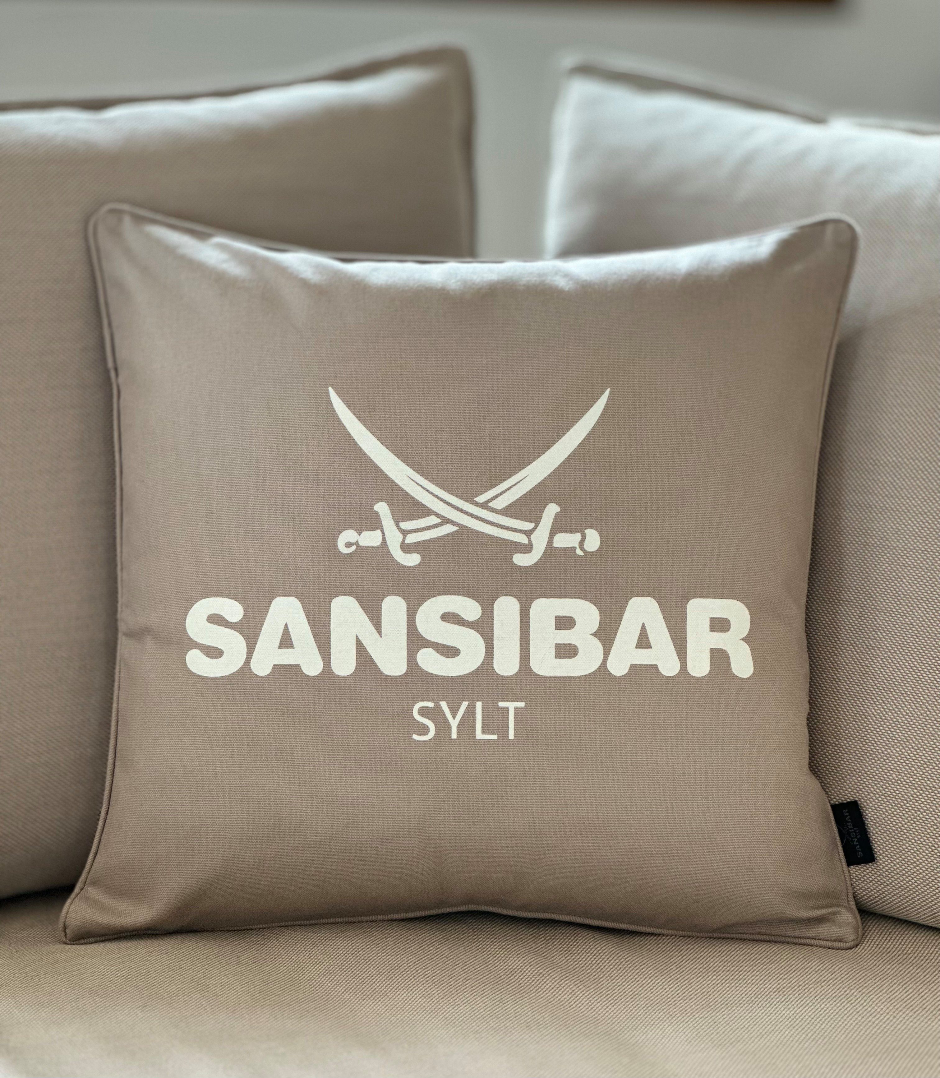 Sansibar Sylt Kissenhülle Kissenbezug Sansibar Sylt Kissenhülle, Sansibar Logo Druck, 45x45 cm, mit Logo-Schriftzug, mit verdecktem Reißverschluss