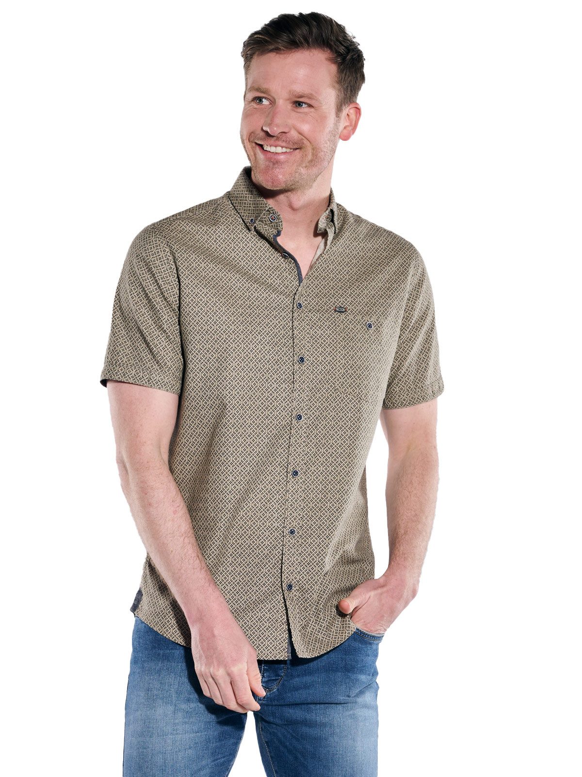 Engbers Kurzarmhemd engbers Herren Kurzarm-Hemd gemustert, Sand günstig online kaufen