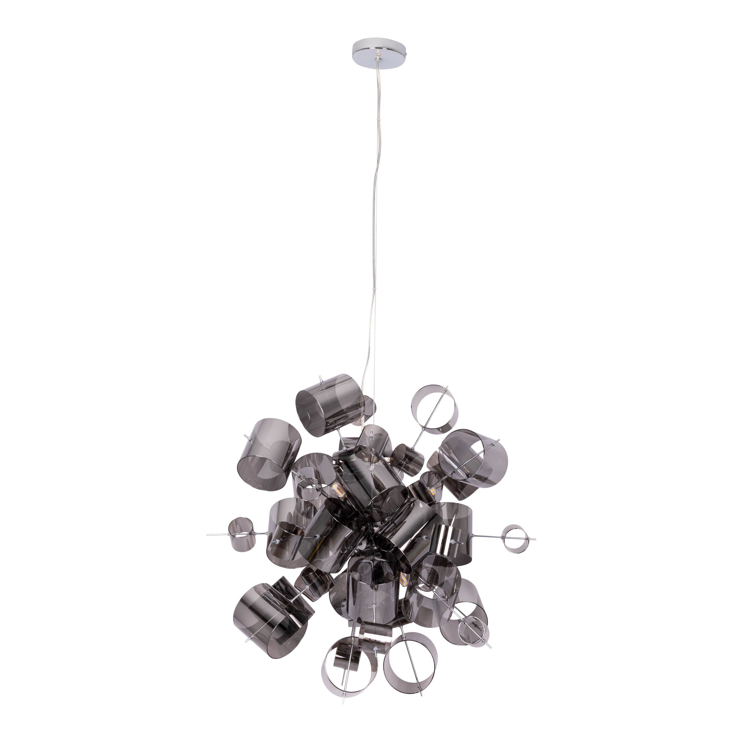 näve Pendelleuchte Sirius, ohne Leuchtmittel, exkl. 9x G9, aus hochwertigem Metall in Chrom, Gläser smokey, H: 190cm