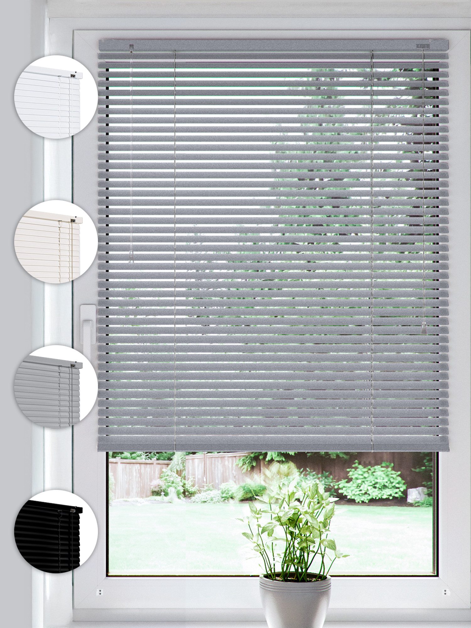 Jalousie Klemmfix ohne u. mit Bohren 30cm x 130cm Silber Aluminium Jalousette