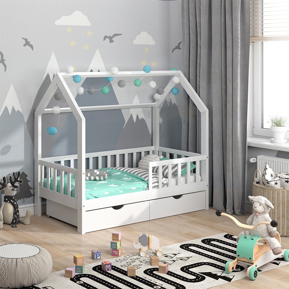 VitaliSpa® Hausbett »Kinderbett Spielbett Wiki 80x160 inkl Lattenrost 2  Schubladen« online kaufen | OTTO
