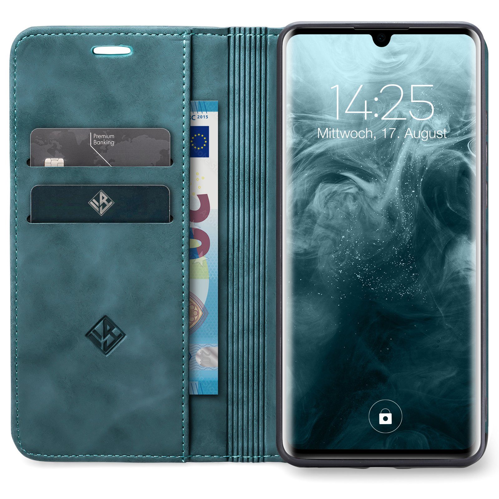 Tec-Expert Handyhülle Tasche Hülle für Huawei P30 Pro 6.47 Zoll, 6.47, Cover Klapphülle Case mit Kartenfach Fliphülle aufstellbar