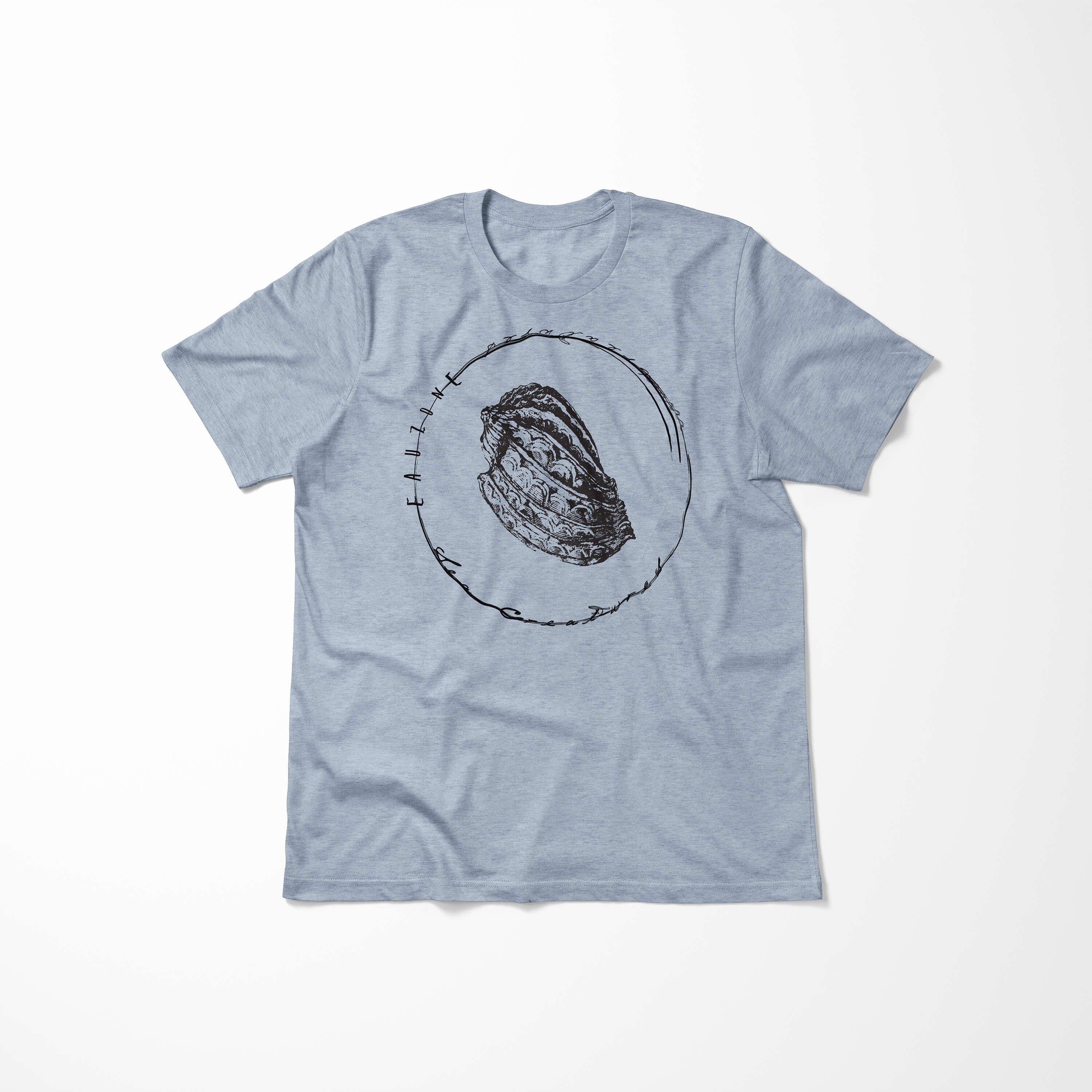 Struktur Denim Fische sportlicher Sinus - Art feine Creatures, T-Shirt / T-Shirt 072 Sea Tiefsee Serie: und Schnitt Stonewash Sea