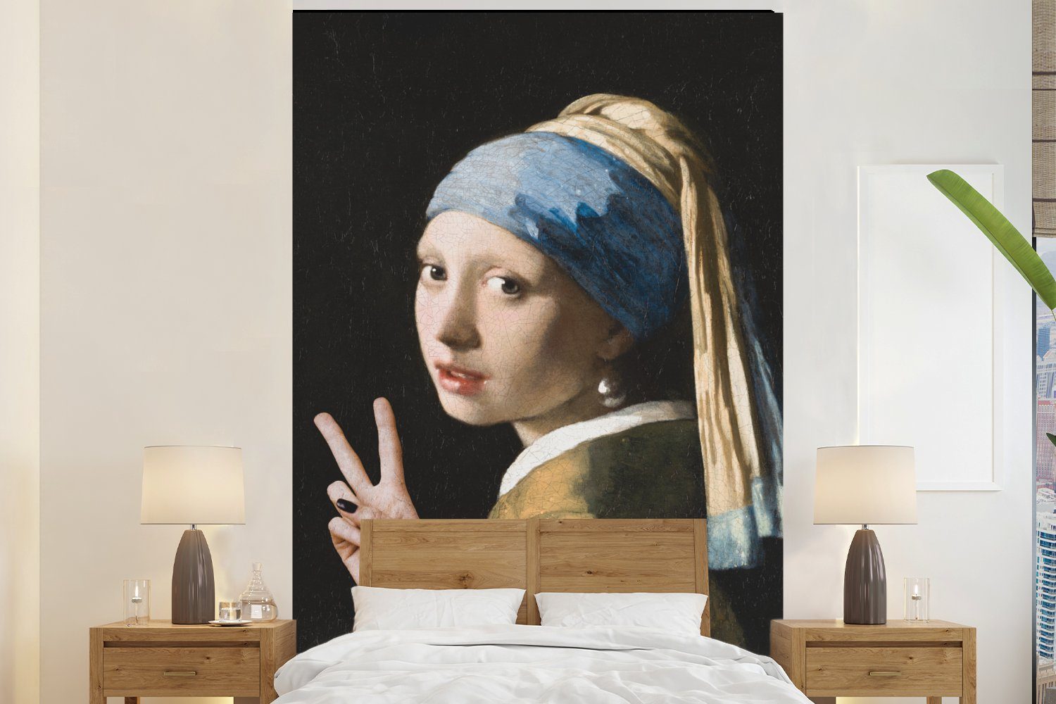 MuchoWow Fototapete Das Mädchen mit dem Perlenohrring - Johannes Vermeer - Frieden, Matt, bedruckt, (3 St), Montagefertig Vinyl Tapete für Wohnzimmer, Wandtapete