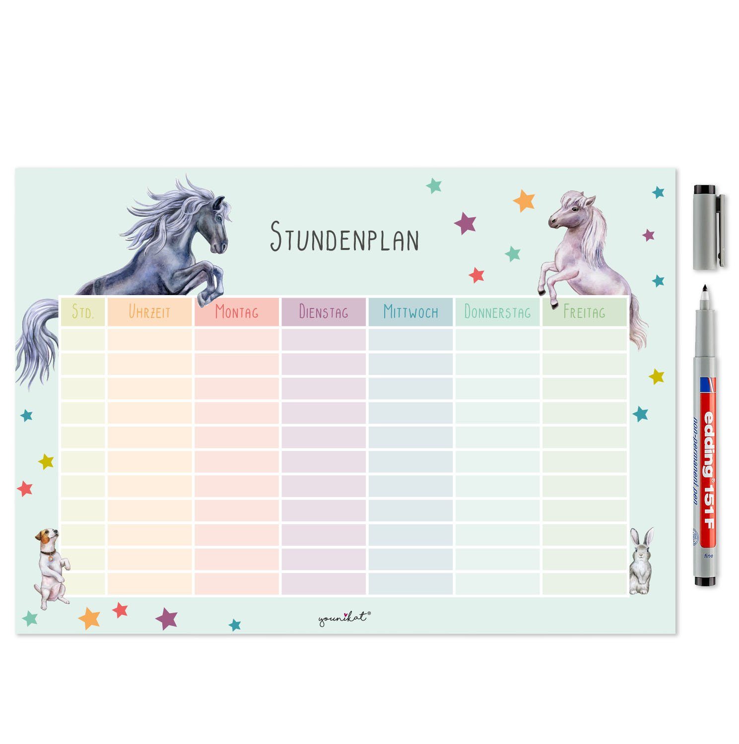 younikat Schülerkalender Stundenpläne in pastell Motiven, Magnetisch