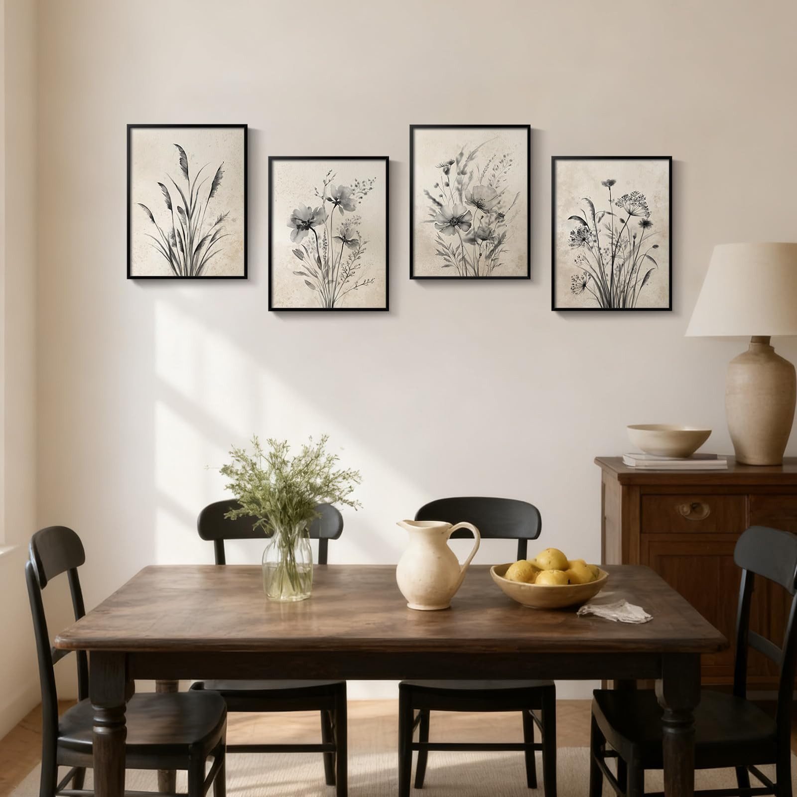 Zyronn Leinwandbild Vintage-Blumenleinwand, Boho-Wandbild im Bohème-Stil, florales Wandbild im Landhausstil für Schlafzimmer, Wohnzimmer – Bild 2 von 5