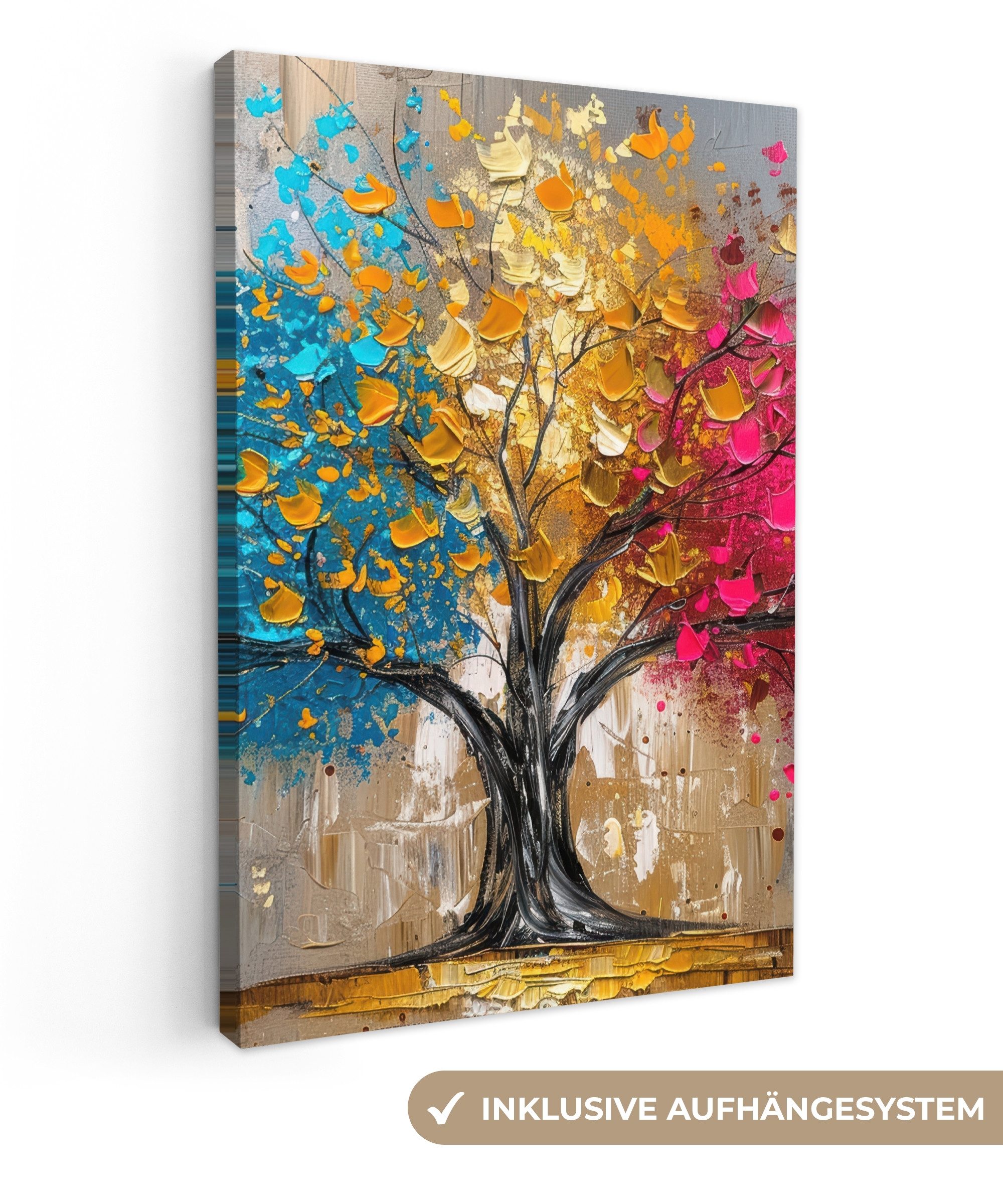 OneMillionCanvasses® Leinwandbild Baum - Farbenfroh - günstig online kaufen