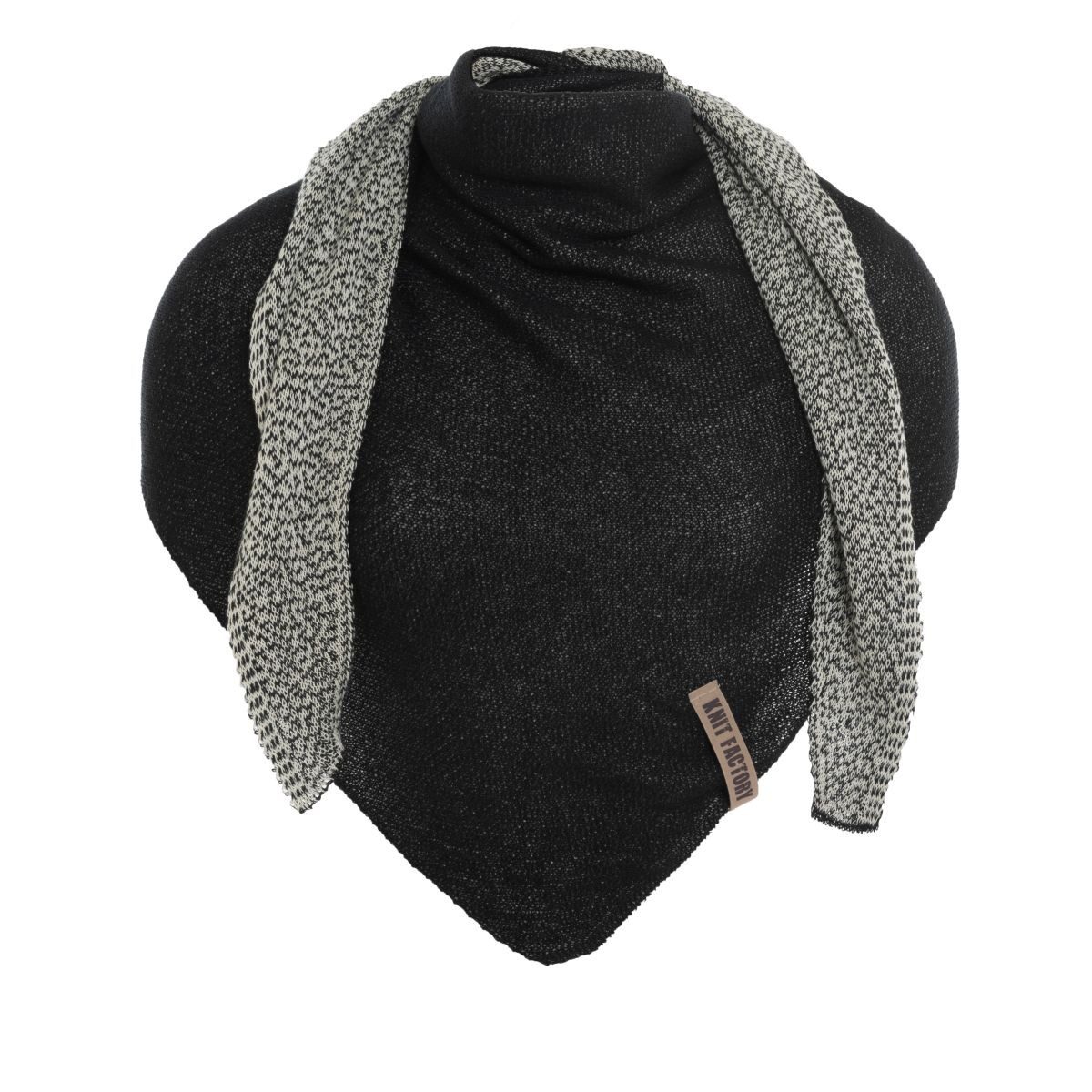 Knit Factory Strickschal Ella Dreiecksschal Ecru Schwarz One Size Mix, (Set, 1-St. Spar-Set), Schal Damen Herren set loop tücher schals winter Strick Mode herbst