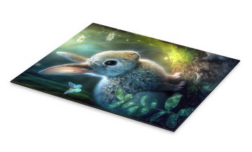 Posterlounge Alu-Dibond-Druck Dolphins DreamDesign, Niedliches Kaninchen im Wald, Jungenzimmer Kindermotive
