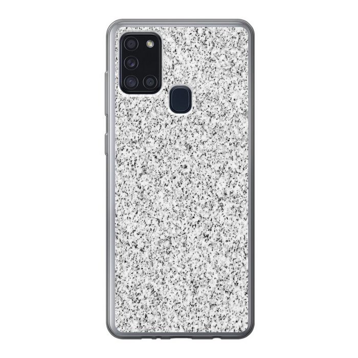MuchoWow Handyhülle Granit - Schwarz - Weiß - Gemustert - Grau Handyhülle Samsung Galaxy A21s Smartphone-Bumper Print Handy