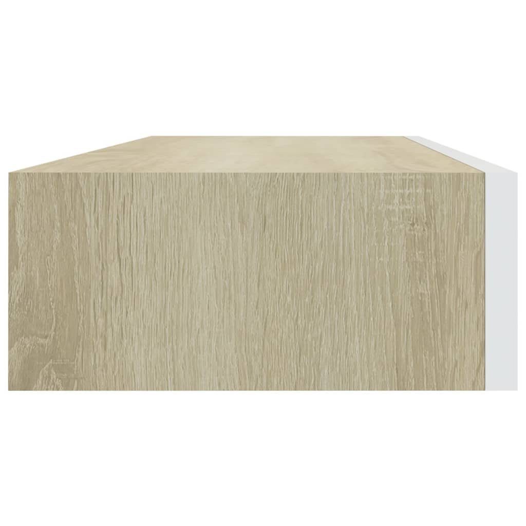 MDF mit Weiß furnicato Wandregal Schublade 60x23,5x10 Eichen-Optik und cm