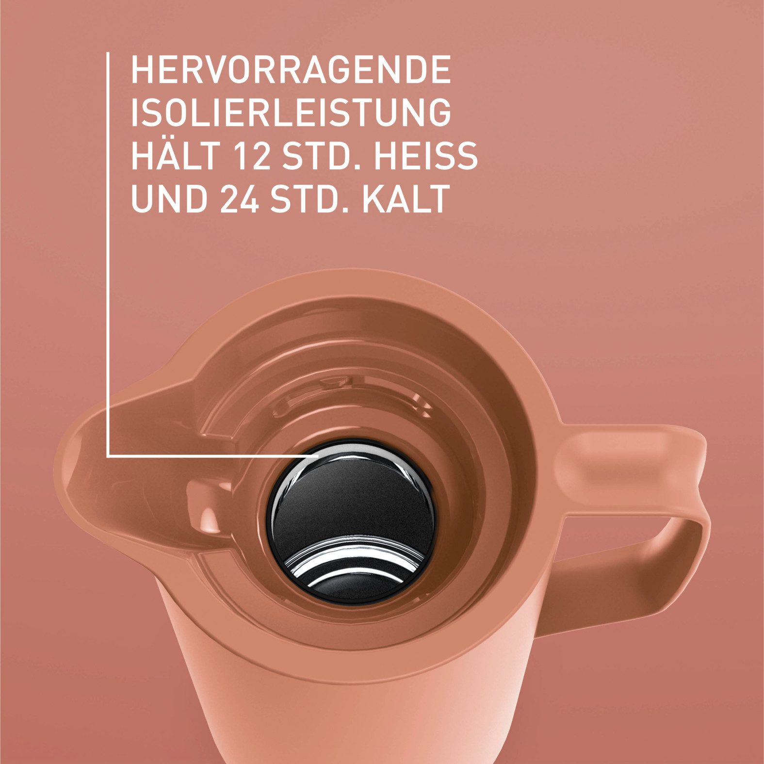 Emsa Isolierkanne Motiva in modernem Design, 100% auslaufsicher, Made in Germany, 1 l, (doppelwandiger Glasisolierkolben, bis zu 12h warm/24h kalt), Quick-Press – Bild 4 von 5