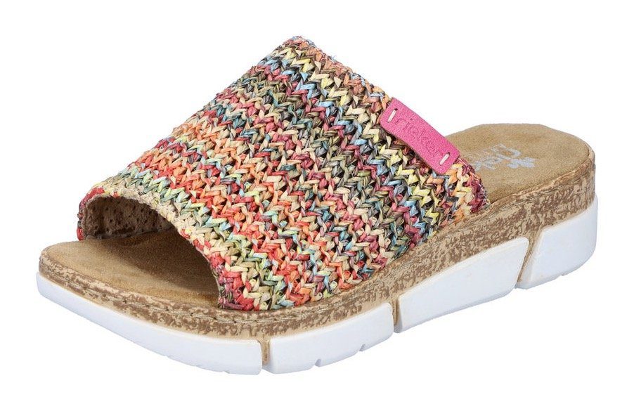 Rieker Pantolette, Keilabsatz, Sommerschuh, Schlappen im Sommerlook