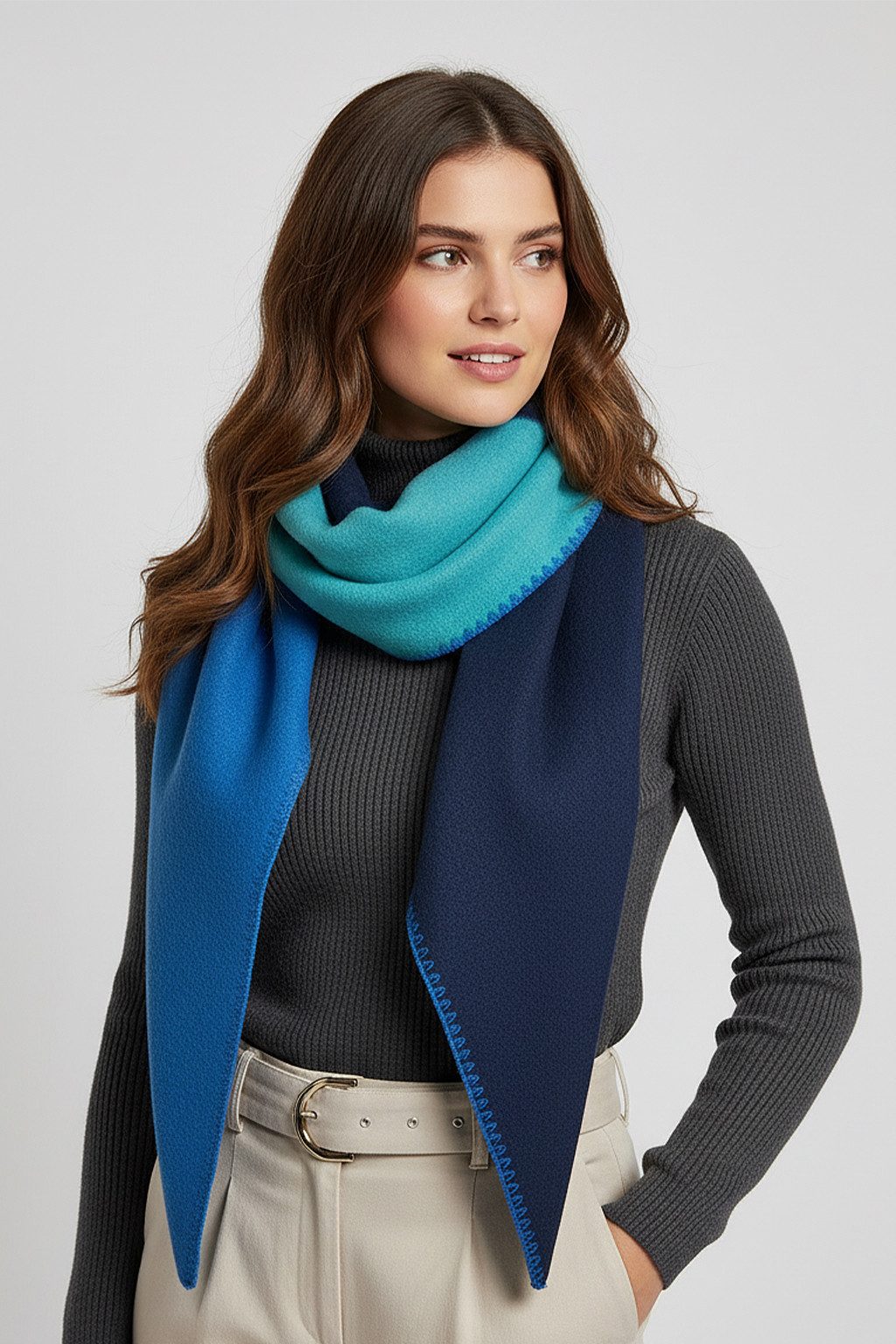 Faera Modeschal Modern mit Kontrastnaht, (1-St), 9429 in Blau günstig online kaufen